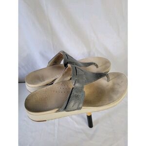 Dansko Cece Leather Sandals Pearl‎ Gray T Strap Hook And Loop Womens Size 41/9.5